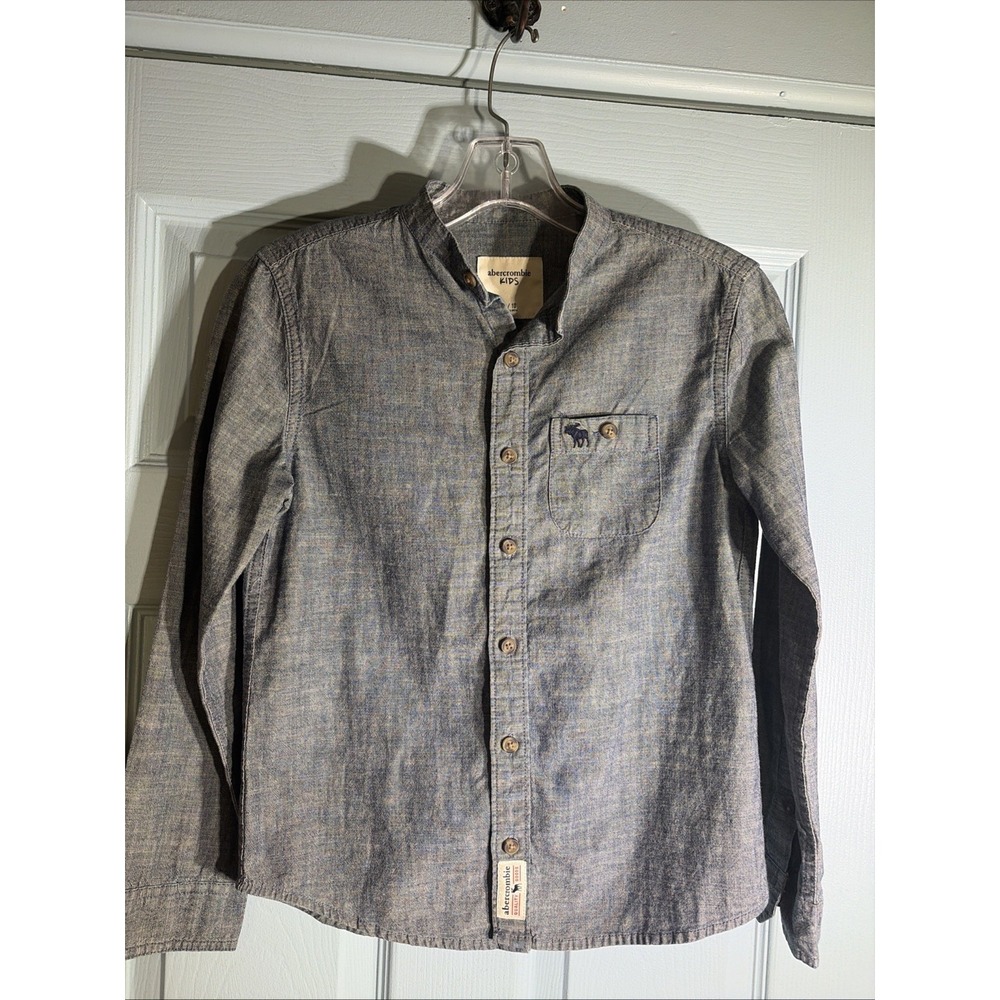 Abercrombie Kids Blue Denim Style Long Sleeve Button Down Shirt Boys  9/10z